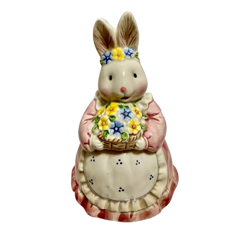 VTG George Good Style Bunny Trinket Box Easter Rabbit Ceramic Cottagecore